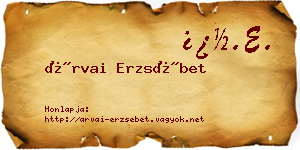 Árvai Erzsébet névjegykártya